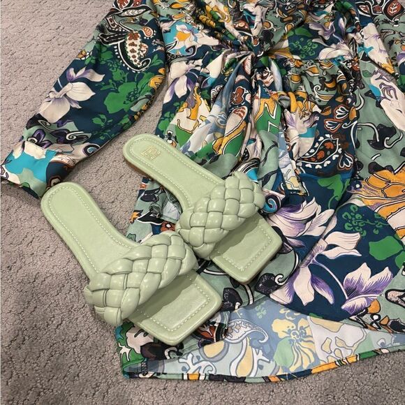 ZARA Patchwork Print Satin Effect Long Sleeve Faux Wrap Dress Sz S EUC - Picture 5 of 16